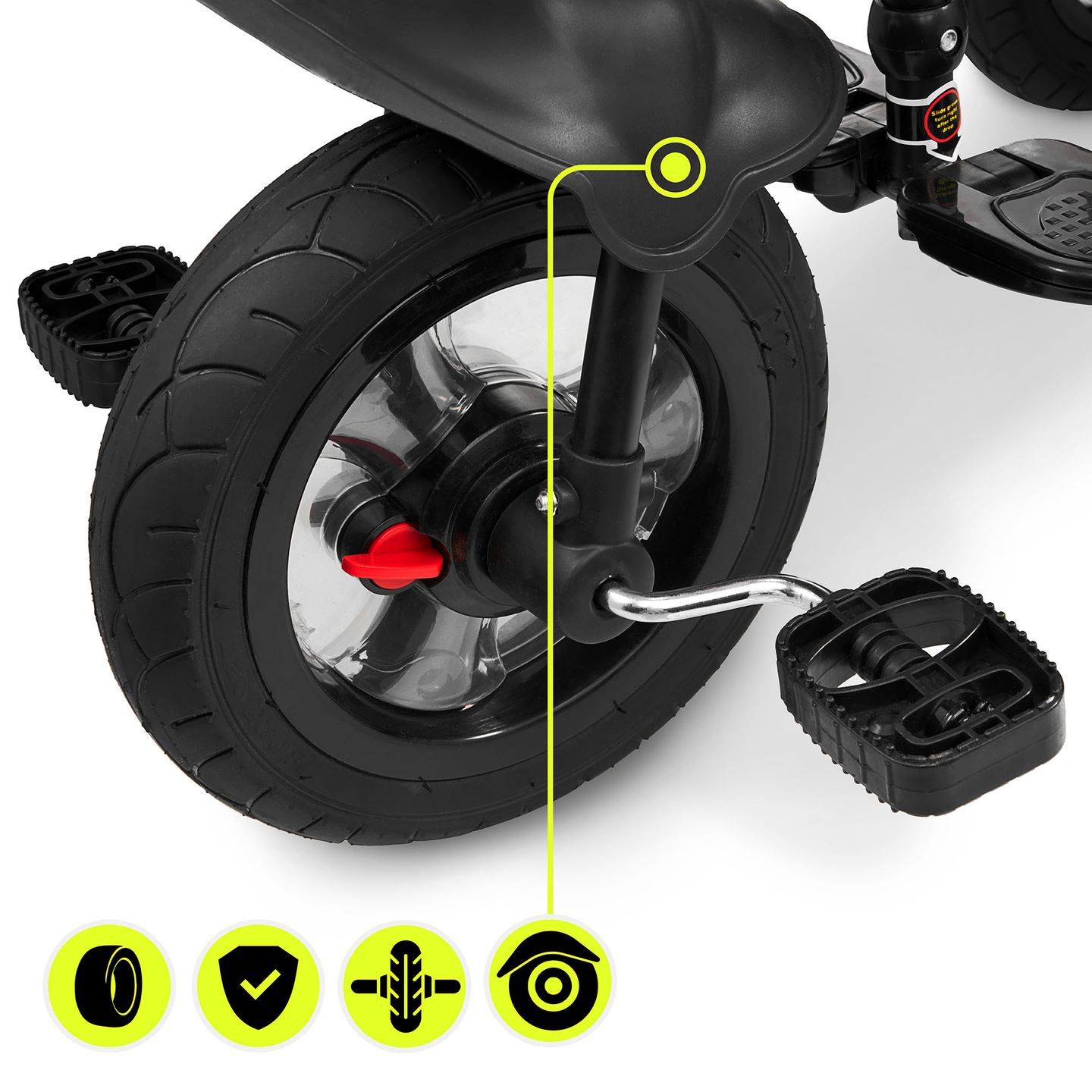 Τρίκυκλο για παιδιά 1-4 ετών - TOBI FREY - γκρι χρώμα - περιστρεφόμενο - τροχοί με αντλία + ωθητήρας