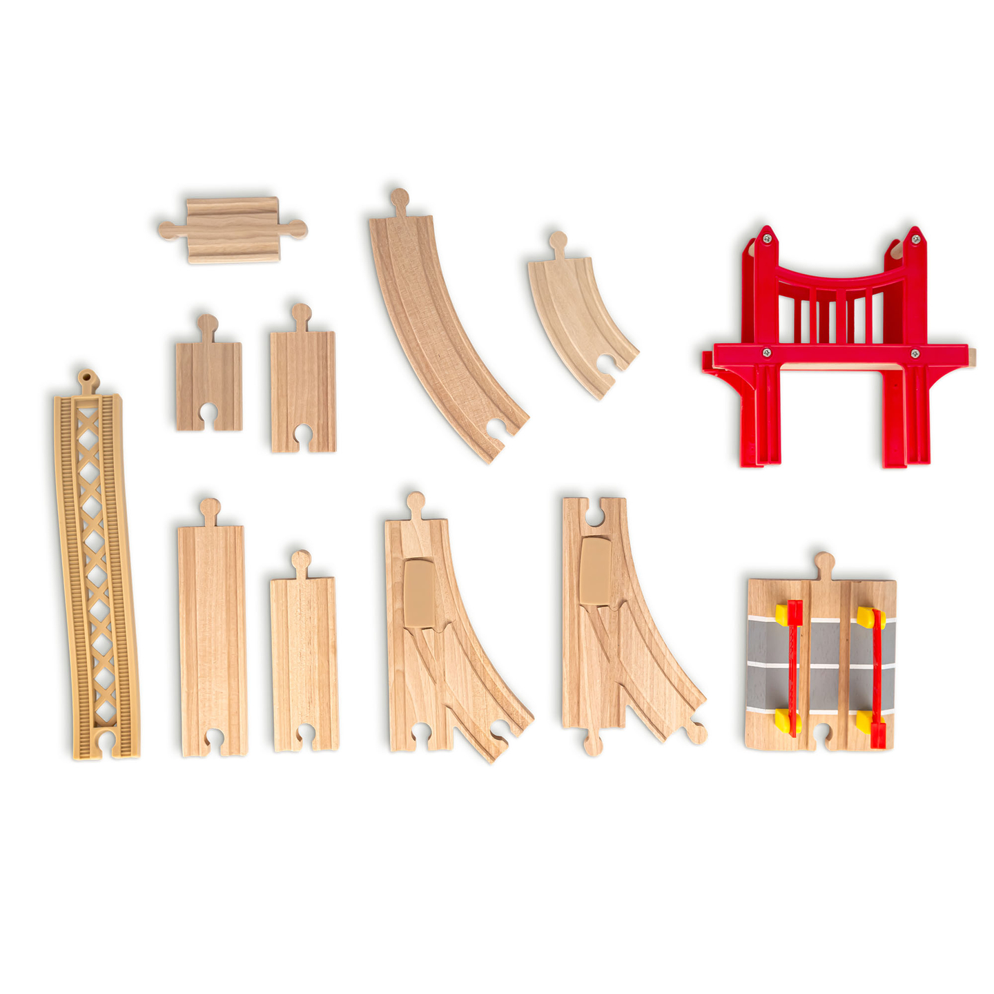 Ξύλινος σιδηρόδρομος πόλης με ηλεκτρικό τρένο - κινούμενος γερανός, πλοίο, γέφυρες