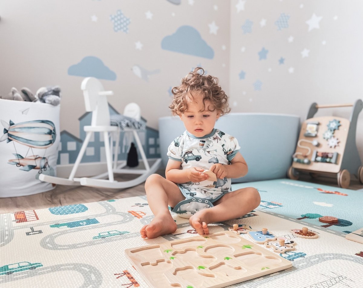 Στρώμα αφρού διπλής όψης XXL - ρολό 2 CM (δρόμος και ζιγκ-ζαγκ)