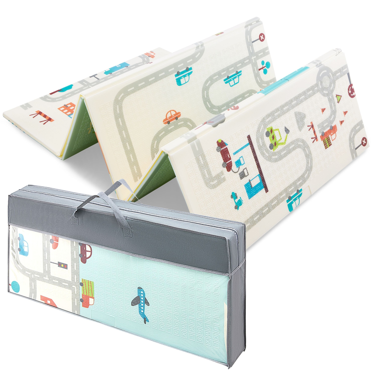 Στρώμα αφρού διπλής όψης XXL - αναδιπλούμενο 1 CM (βουνό και δρόμος)