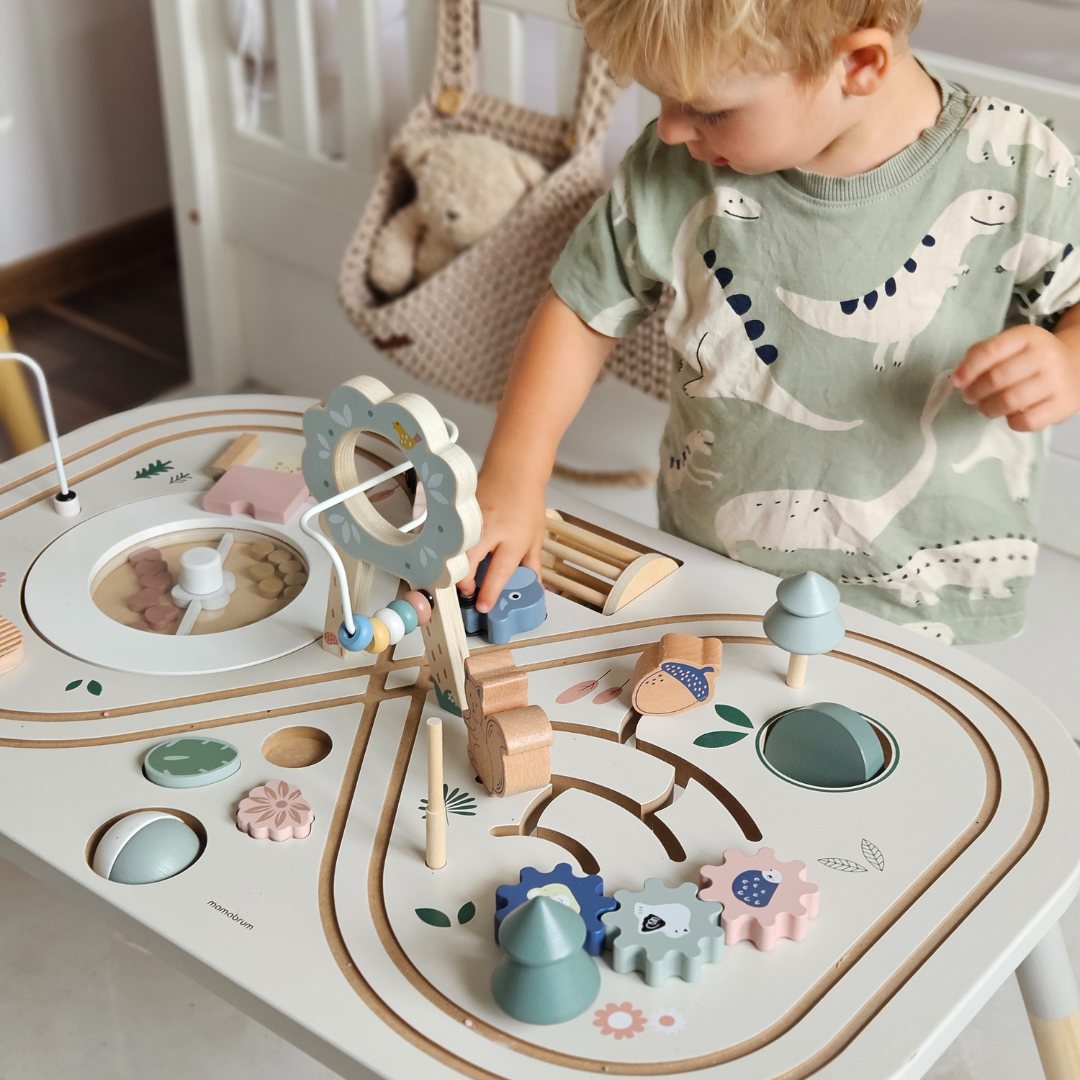 Εκπαιδευτικό ξύλινο τραπέζι 10in1 με ζώα και τρένο