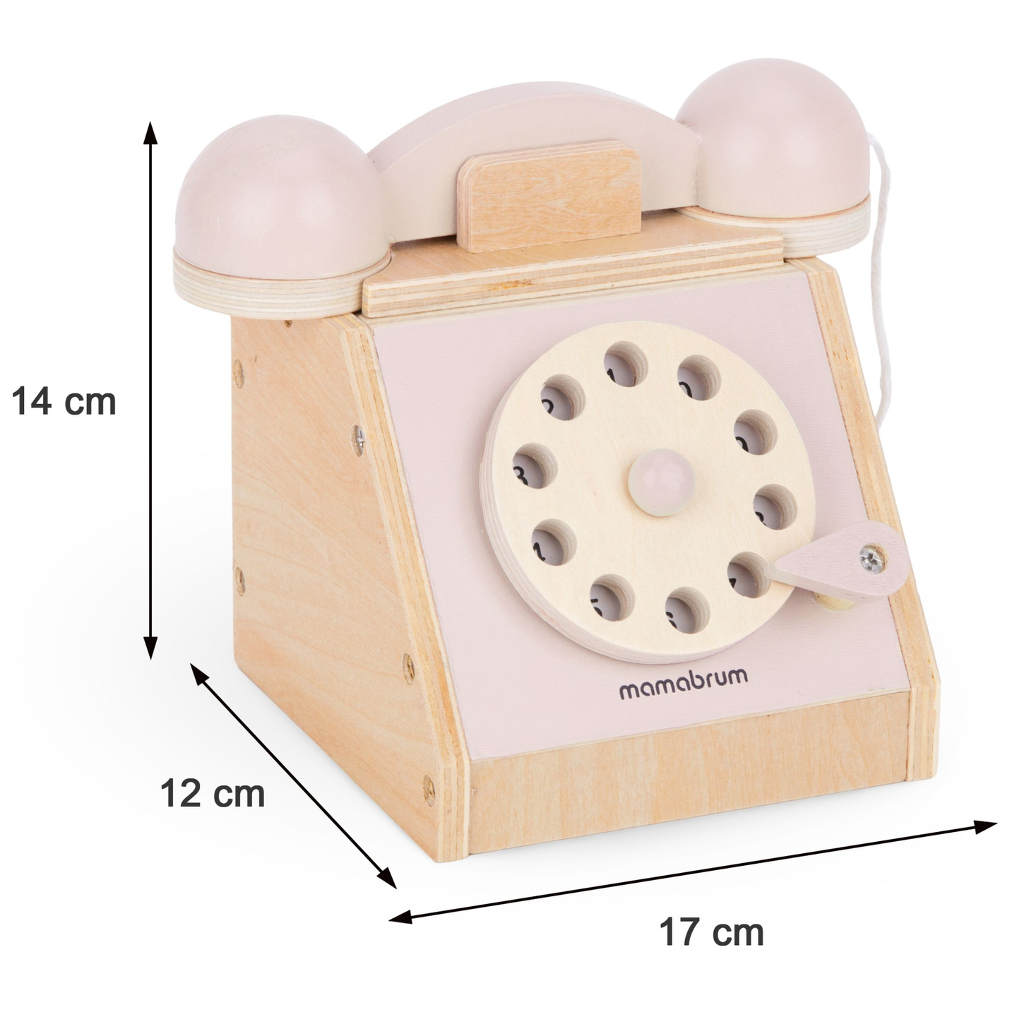 Ρετρό ξύλινο τηλέφωνο - παστέλ ροζ