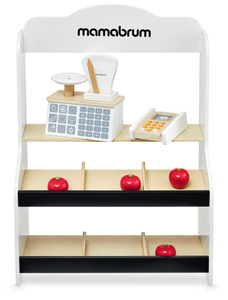 Μίνι μάρκετ - κατάστημα με ζυγαριά, τερματικό, κάρτα πληρωμής και φρούτα