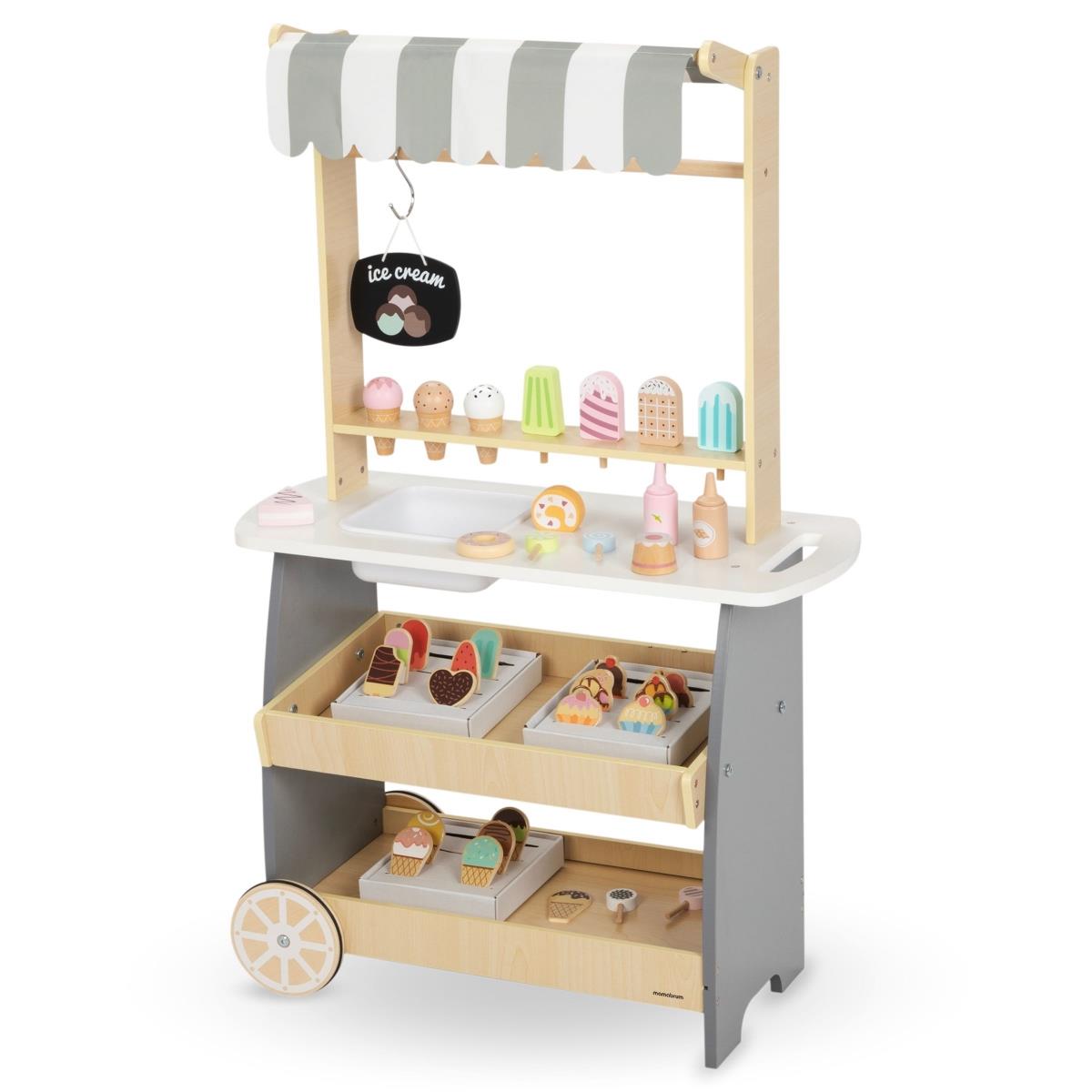 Ξύλινο παγωτατζίδικο με ρόδες - καροτσάκι παγωτού