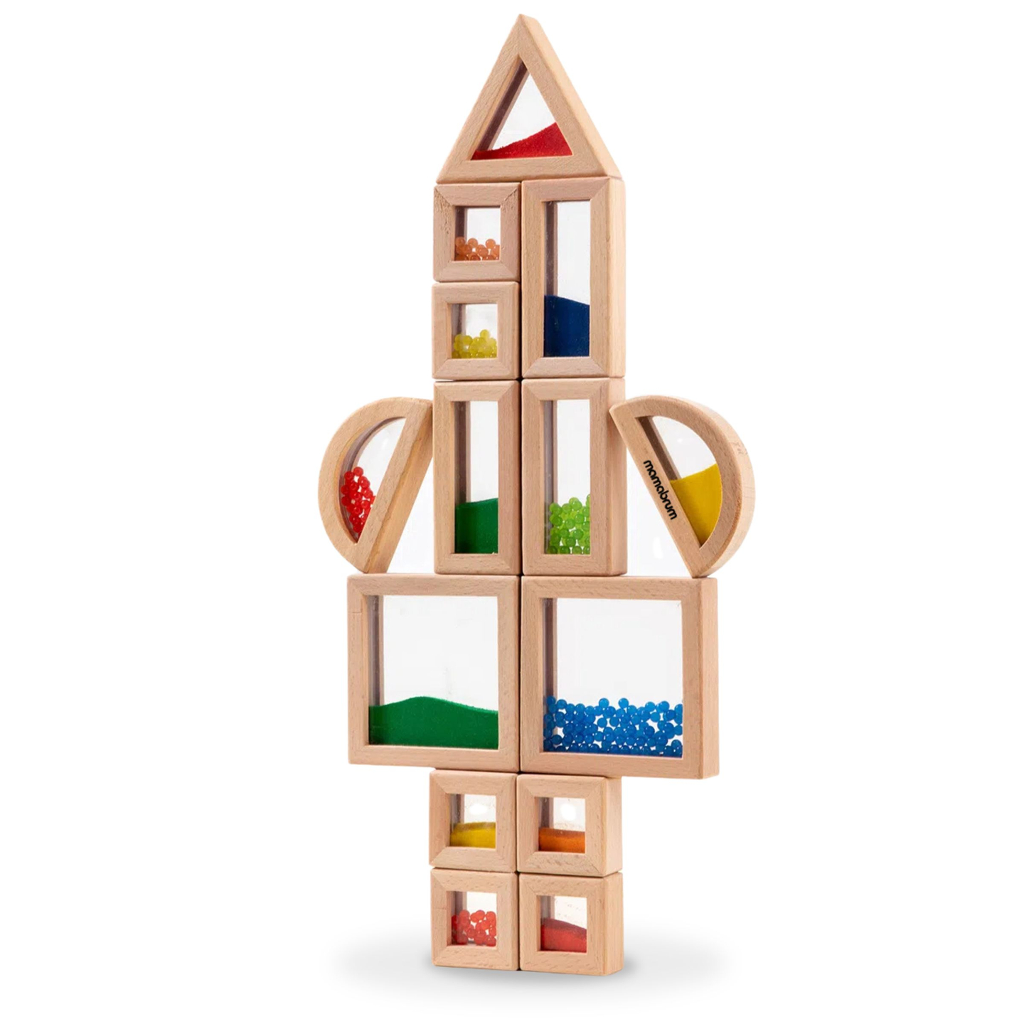 Σετ από ξύλινα αισθητήρια τουβλάκια με διαφορετικές γεμίσεις - 15 τεμάχια