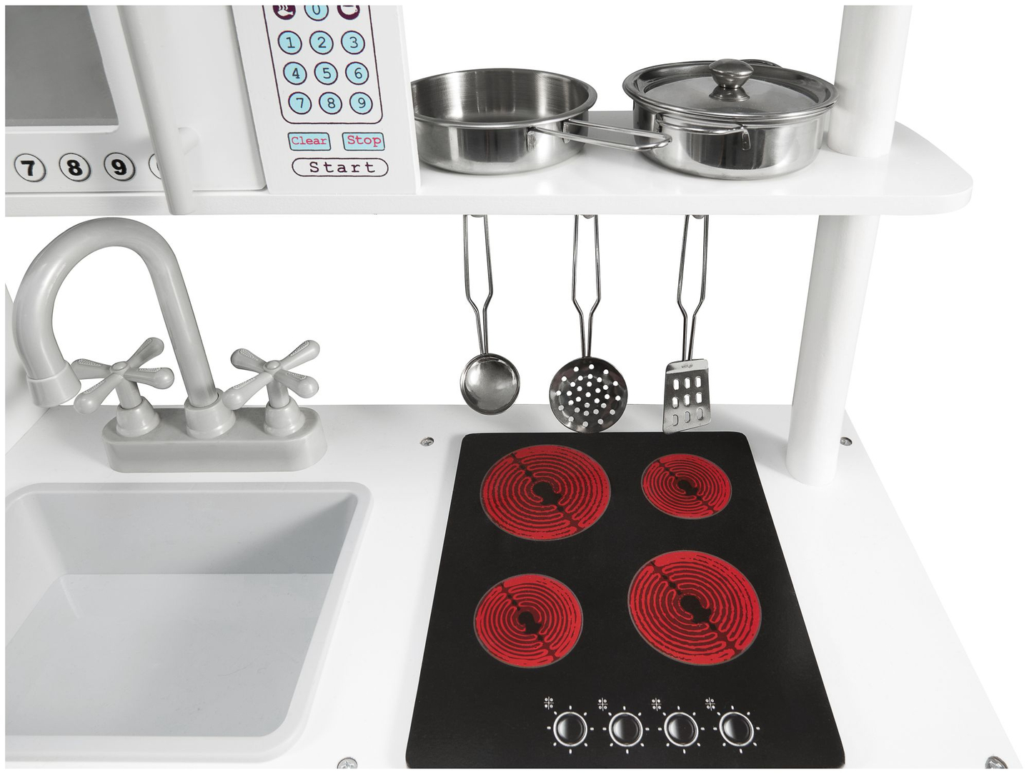 Μεγάλα ξύλινα λευκά αξεσουάρ κουζίνας και ποδιά