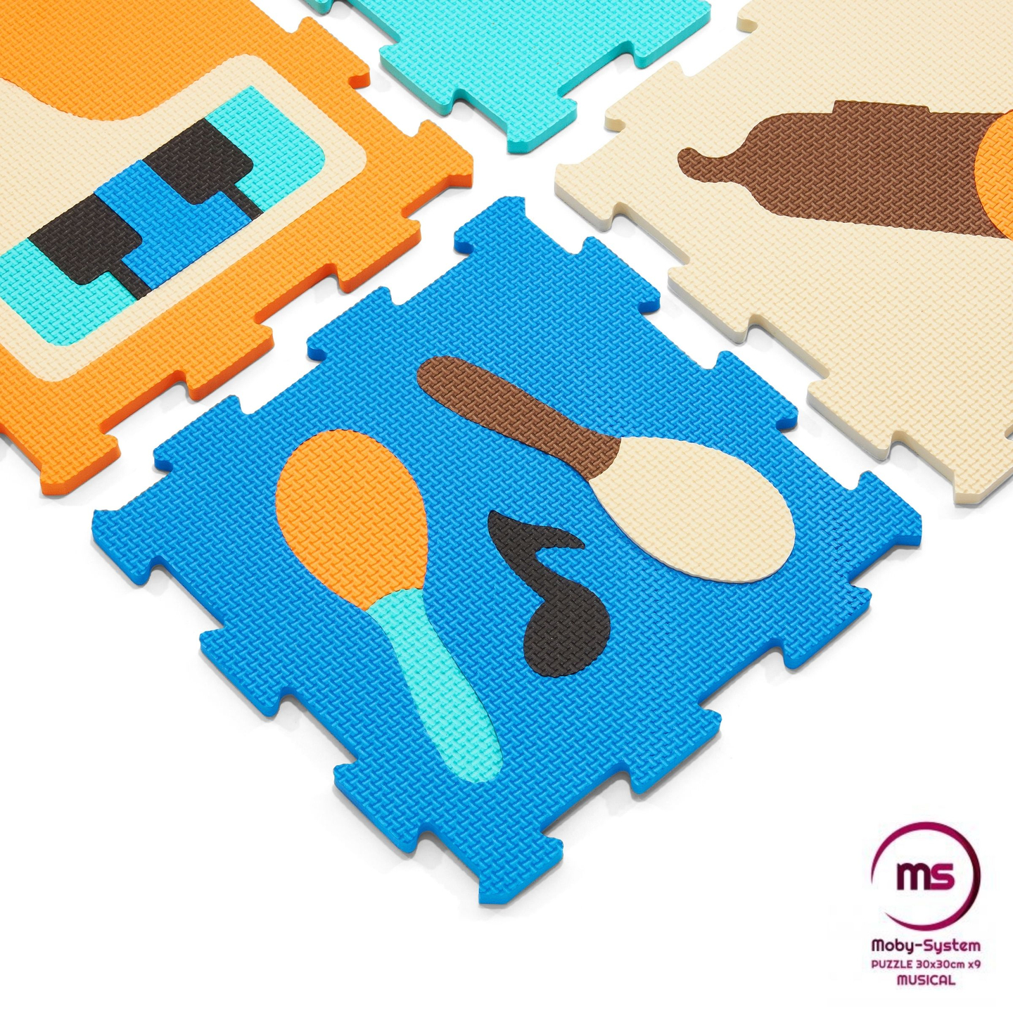 Εκπαιδευτικό στρώμα παζλ από αφρό 90 x 90 x 1cm - αφρός EVA - σχέδιο: όργανα