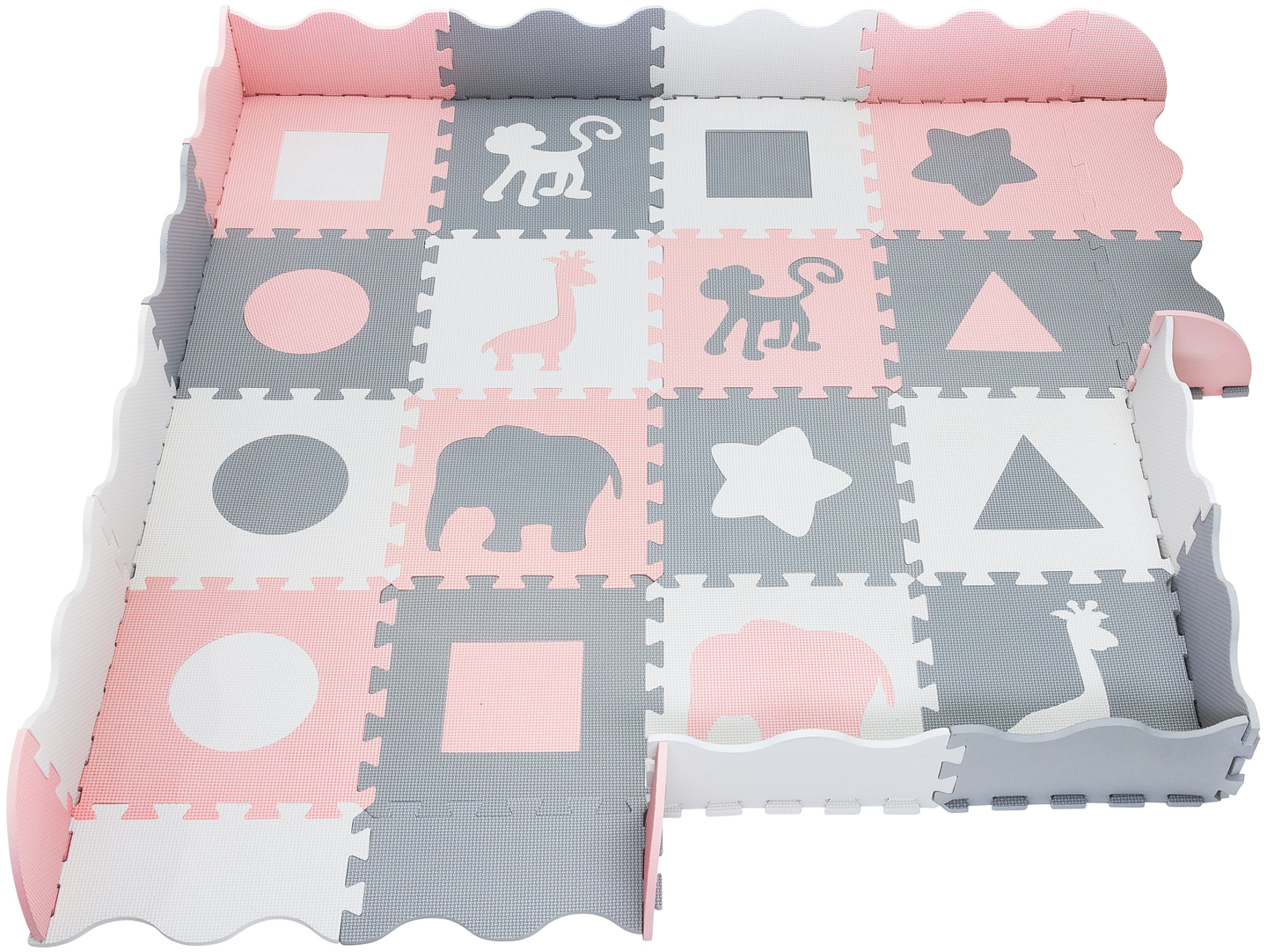 Αφρώδες χαλάκι XL 150 x 150 x 1cm με μπορντούρα - αφρός EVA - ροζ