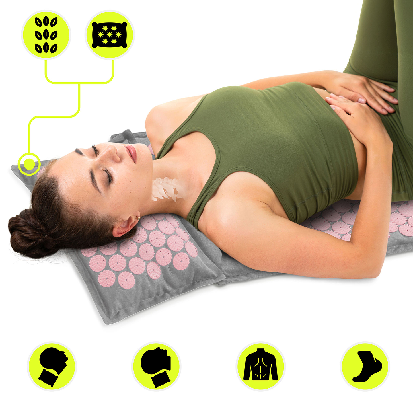 Στρώμα πιεσοθεραπείας από λινό ECO με ίνες καρύδας και μαξιλάρι από φαγόπυρο – HyperMotion 68 cm σε γκρι και ροζ χρώμα