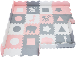 Αφρώδες χαλάκι XL 150 x 150 x 1cm με μπορντούρα - αφρός EVA - ροζ