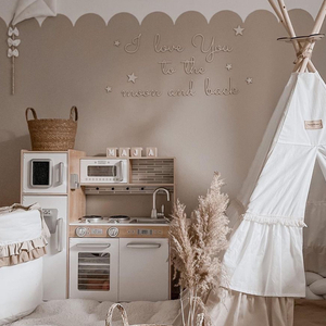 Ξύλινη κουζίνα XXL με φωτισμό LED, ποδιά και αξεσουάρ