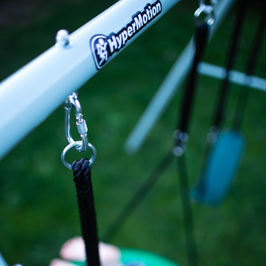 Διπλή κούνια κήπου με πλαίσιο και σχοινιά - κάθισμα και φωλιά πελαργού