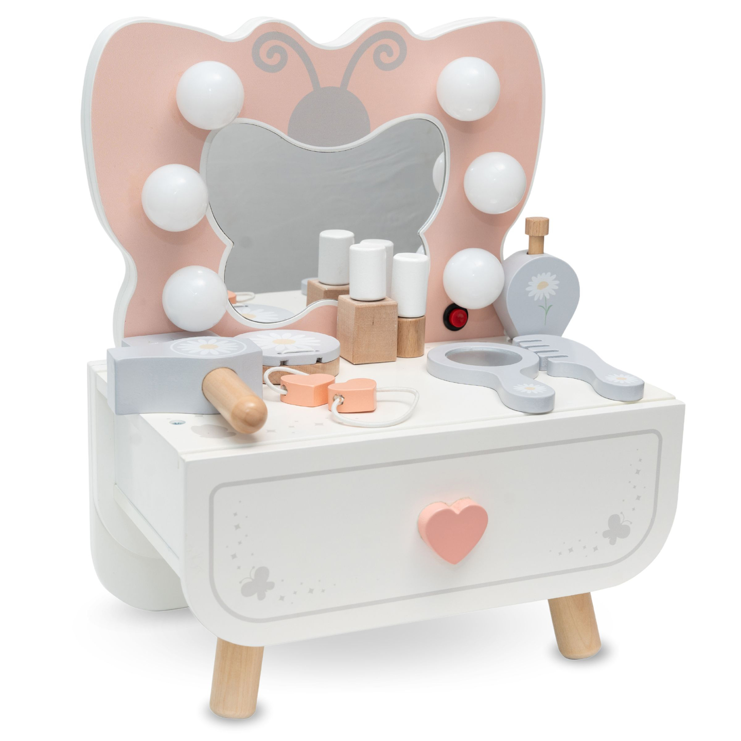 Ξύλινο μίνι κομοδίνο με φωτισμό LED - Butterfly