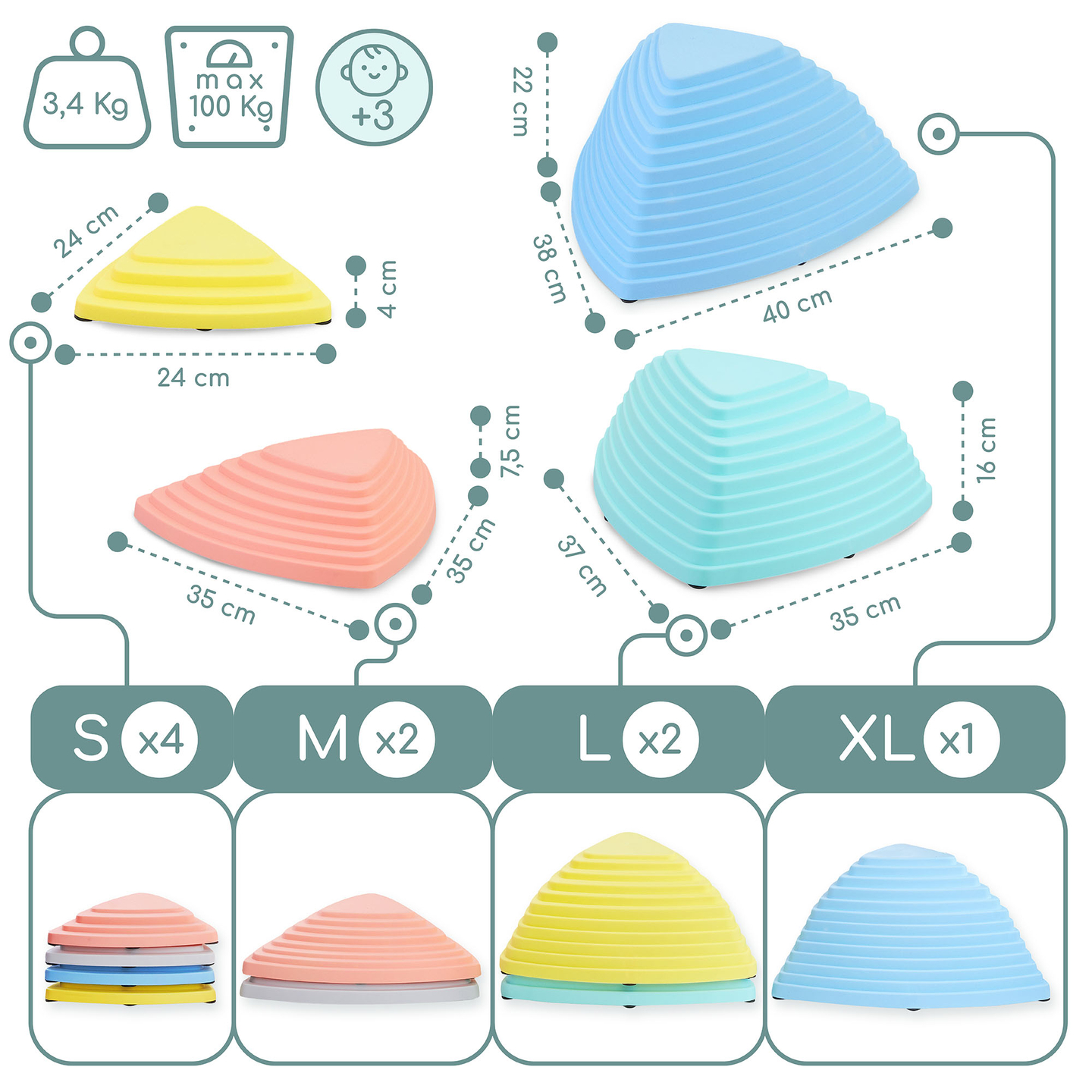Πολύχρωμες πέτρες εξισορρόπησης - 9 τεμάχια