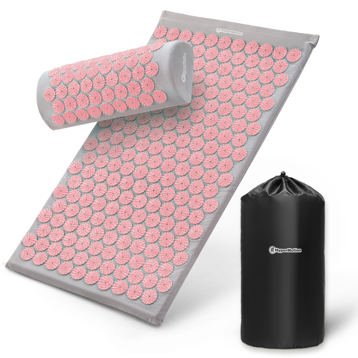 Στρώμα πιεσοθεραπείας με μαξιλάρι και κάλυμμα - 72 cm HyperMotion γκρι και ροζ