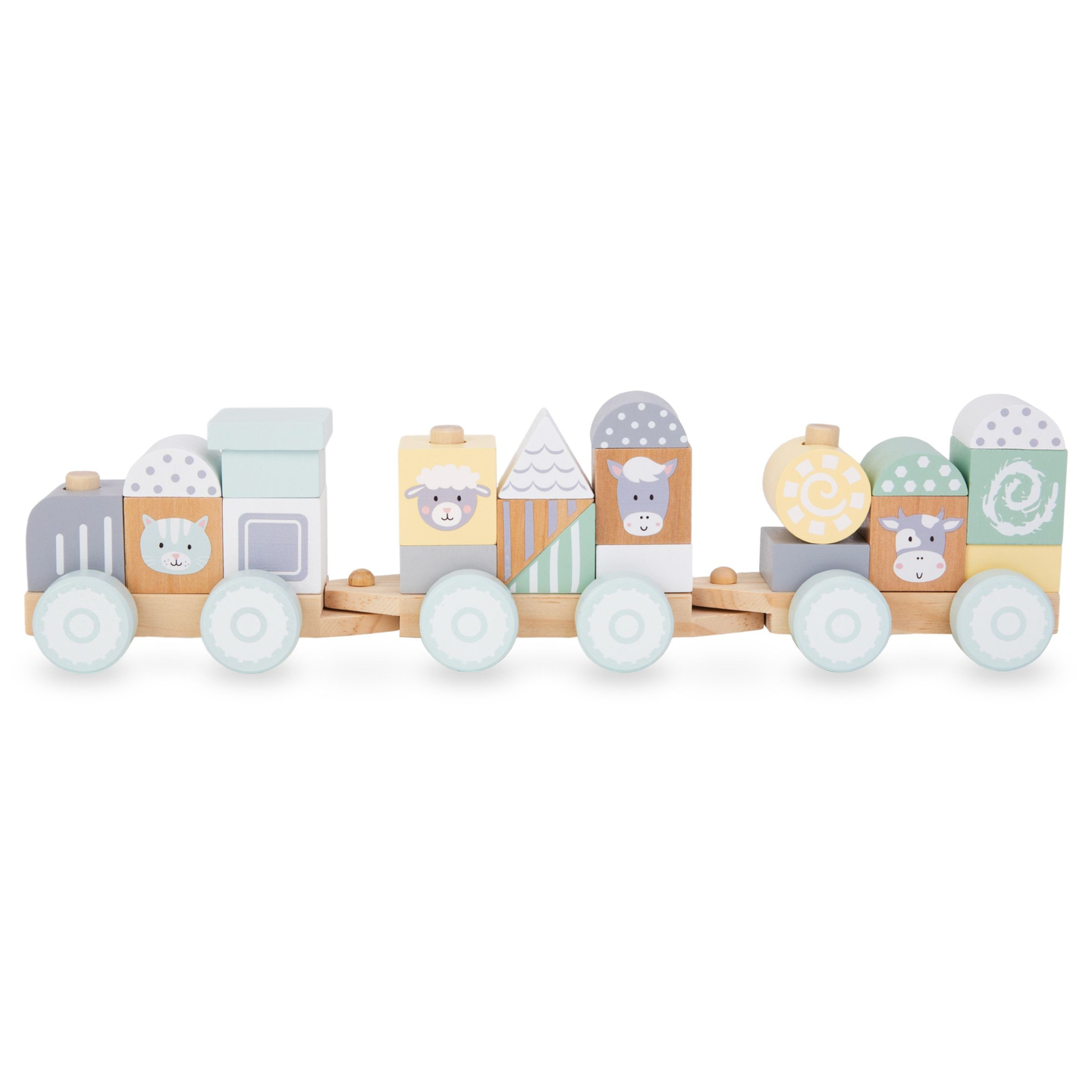 Ξύλινο τρένο με τουβλάκια για αγόρι - Αγρόκτημα