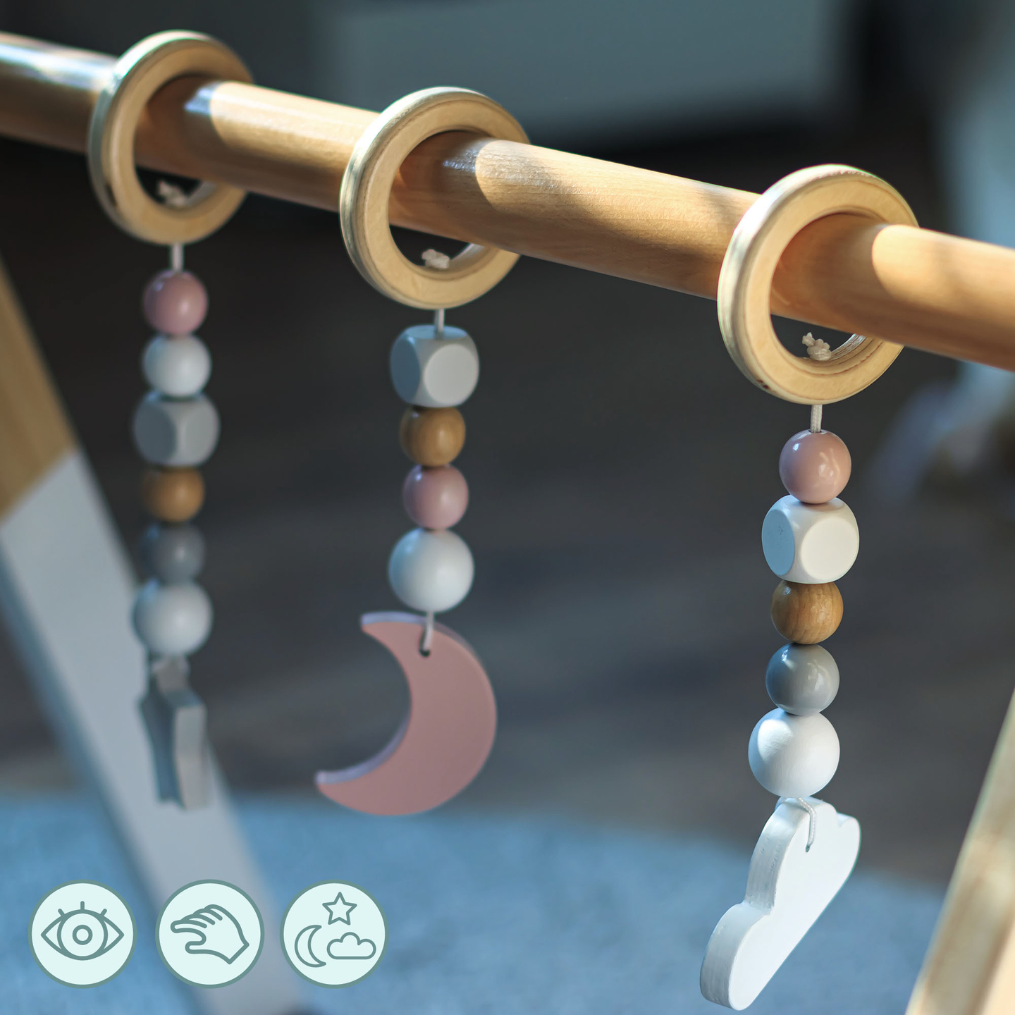 Ξύλινη εκπαιδευτική βάση Baby Gym - λευκό χρώμα