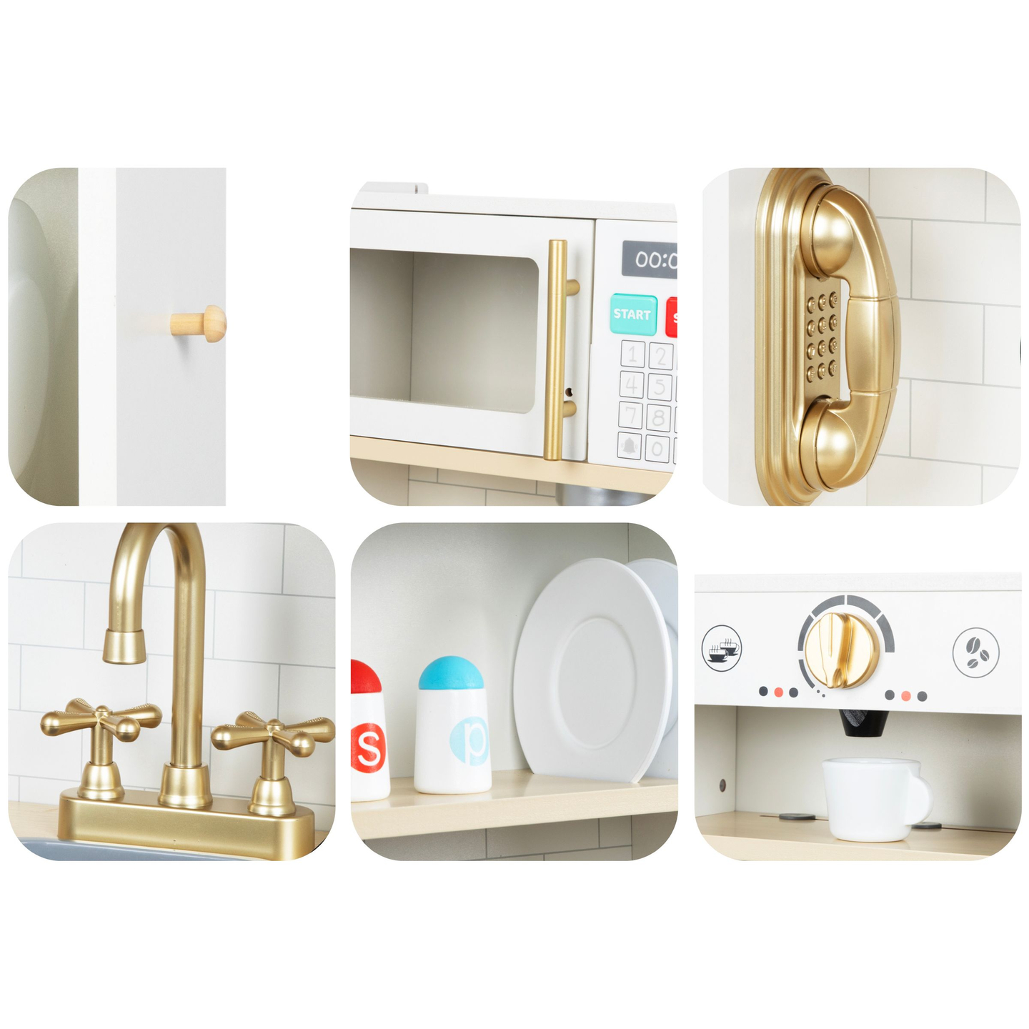 Διαδραστική ξύλινη κουζίνα XXL με αξεσουάρ και φωτισμό LED - δύο επιπέδων