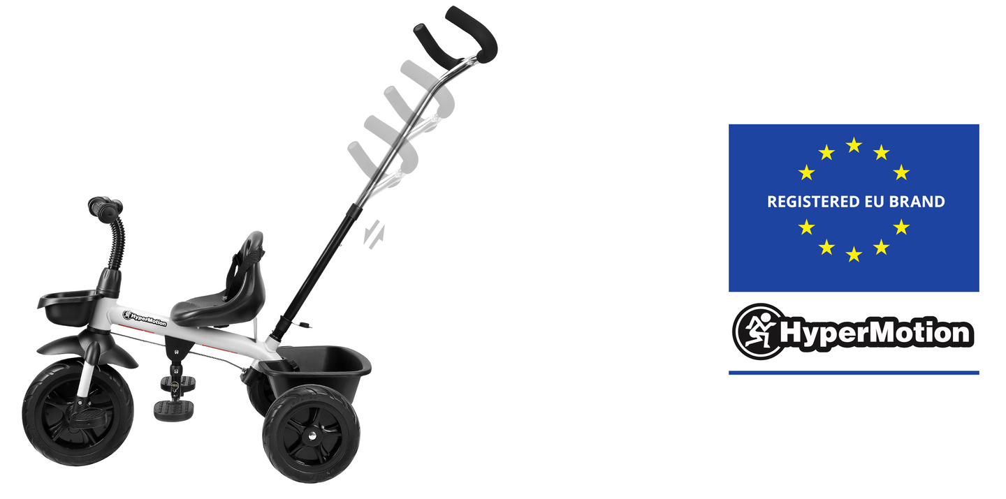 HyperMotion TOBI VECTOR τρίκυκλο - παντοτινά φουσκωτοί τροχοί + μπάρα ώθησης. Χρώμα: ανοιχτό γκρι.