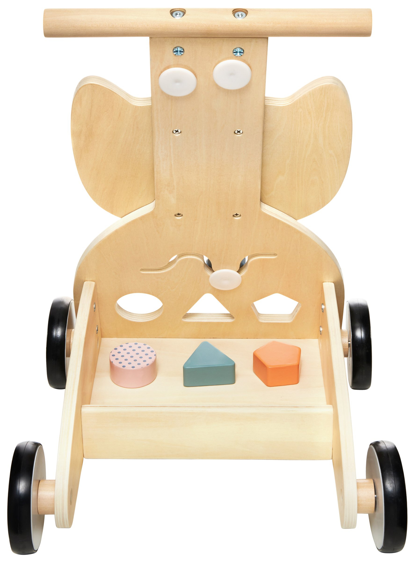 Ξύλινο πολυλειτουργικό καροτσάκι - καροτσάκι με μπλοκ - Κουκουβάγια