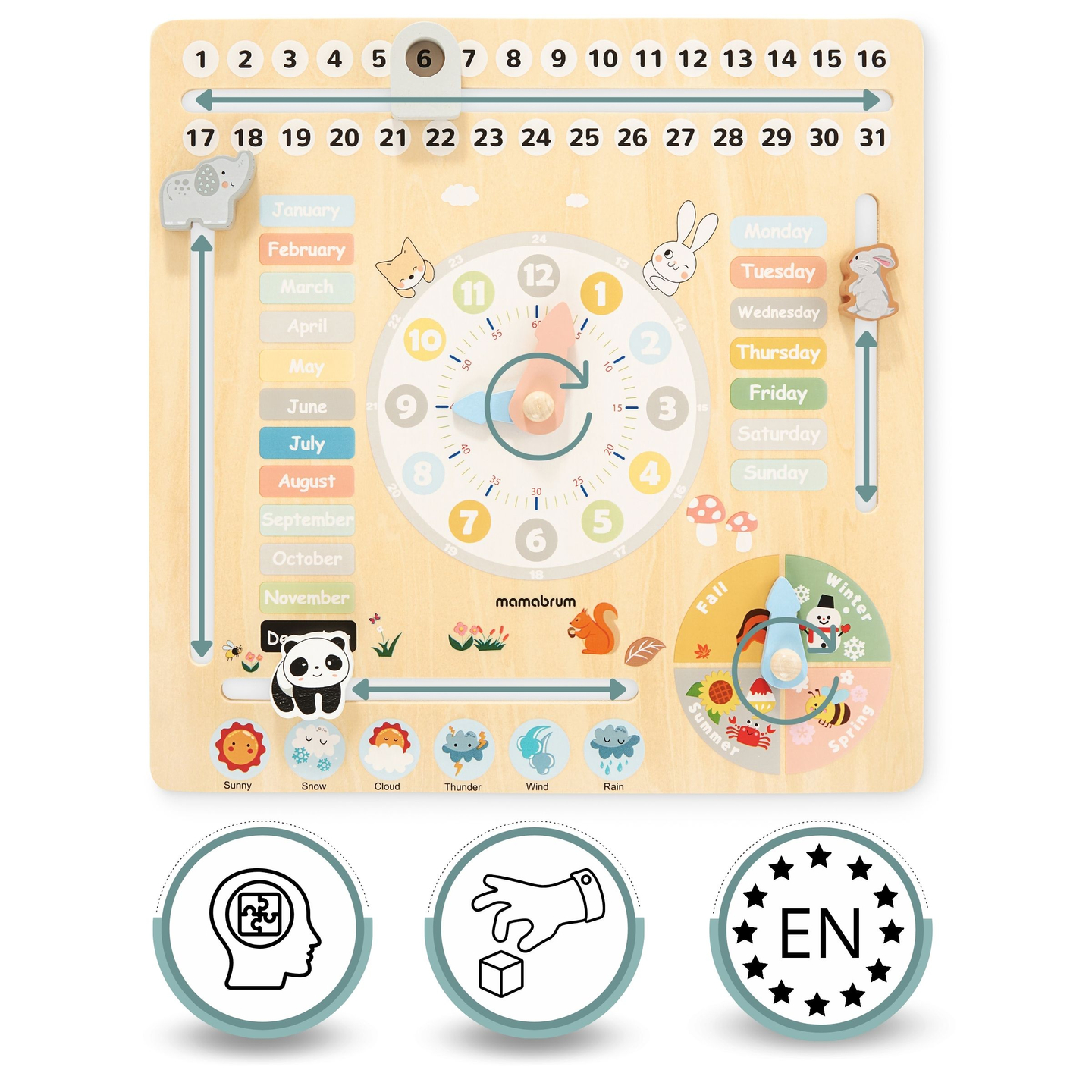 Ξύλινο παιδικό ημερολόγιο 6σε1