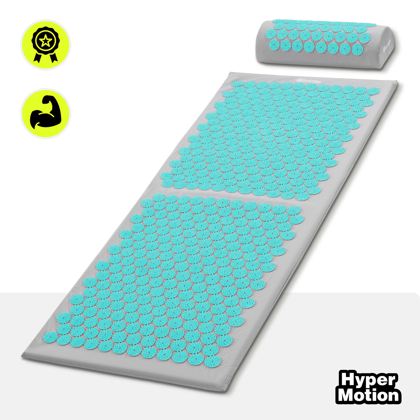 Μεγάλο στρώμα πιεσοθεραπείας με μαξιλάρι και κάλυμμα - 130 cm HyperMotion γκρι-μέντα