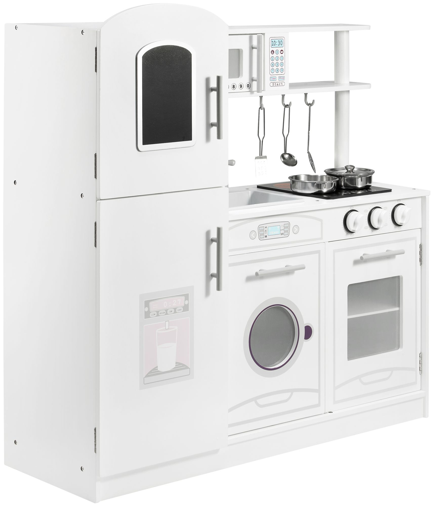 Μεγάλα ξύλινα λευκά αξεσουάρ κουζίνας και ποδιά