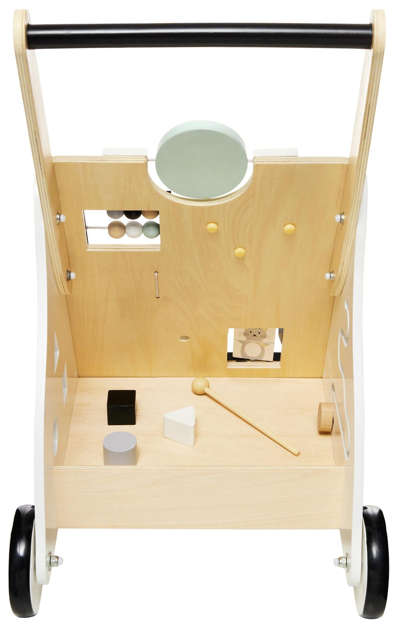 Ξύλινη, εκπαιδευτική παιδική περπατούρα / καροτσάκι - πίνακας χειρισμού