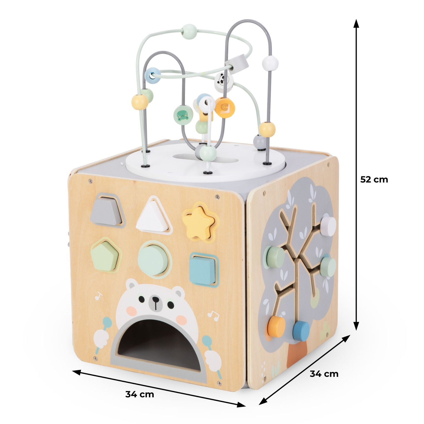 Μεγάλος ξύλινος κύβος δραστηριότητας με βρόχο - Montessori