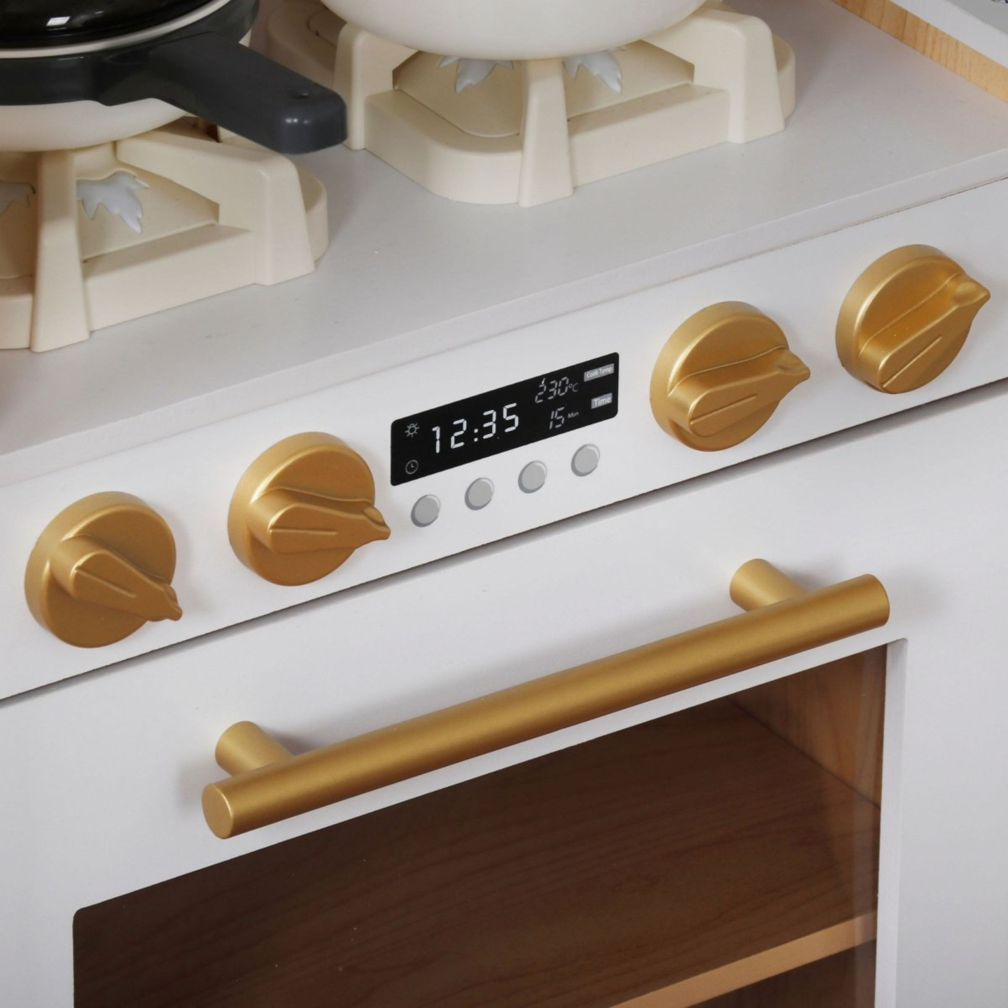 XXXXL μεγάλη ξύλινη διαδραστική κουζίνα με φωτισμό LED, πλυντήριο ρούχων, φούρνο μικροκυμάτων - 50 στοιχεία