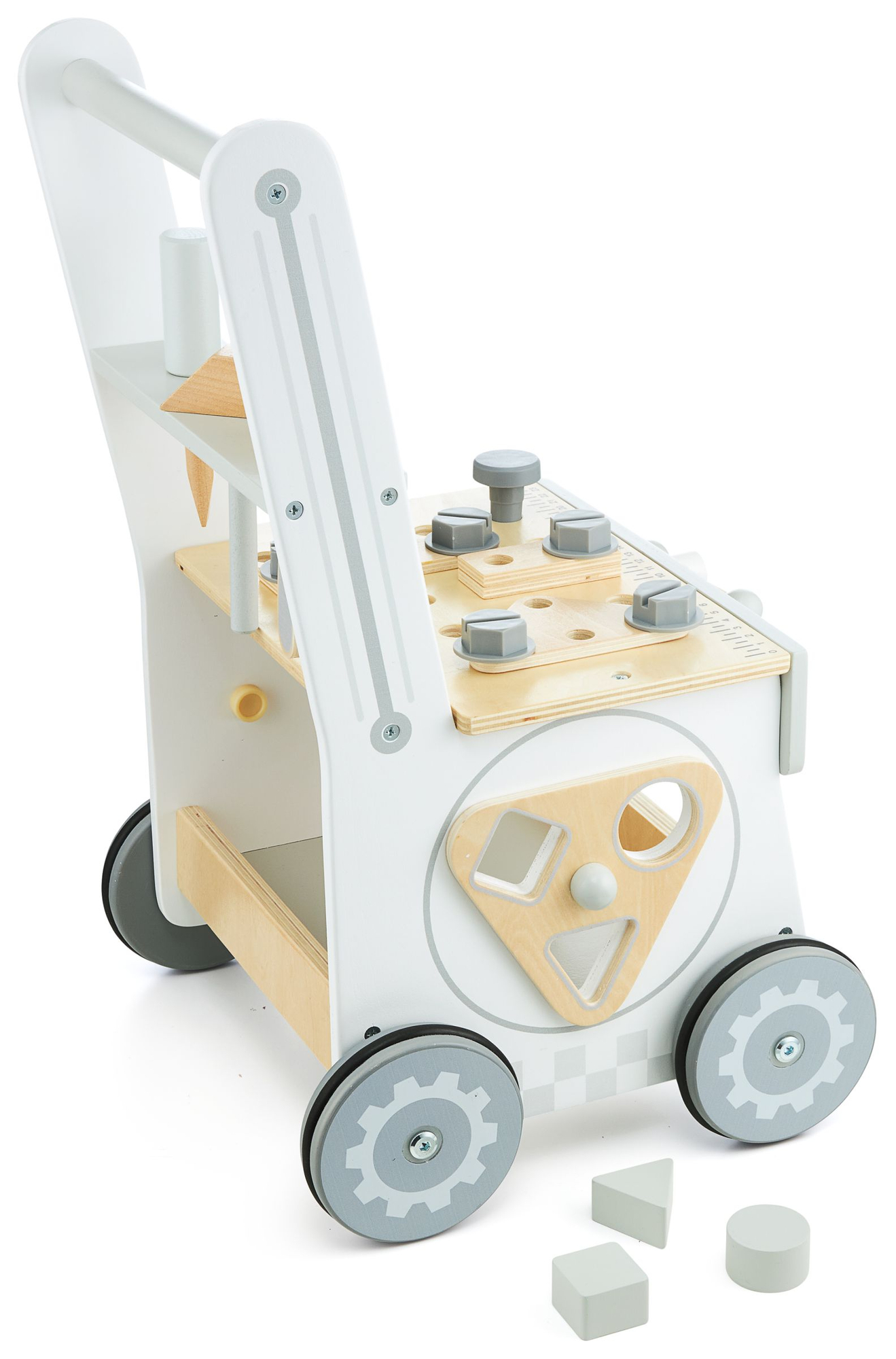 3 σε 1 ξύλινη περπατούρα, σπρώχτης + εργαστήριο - 47 στοιχεία