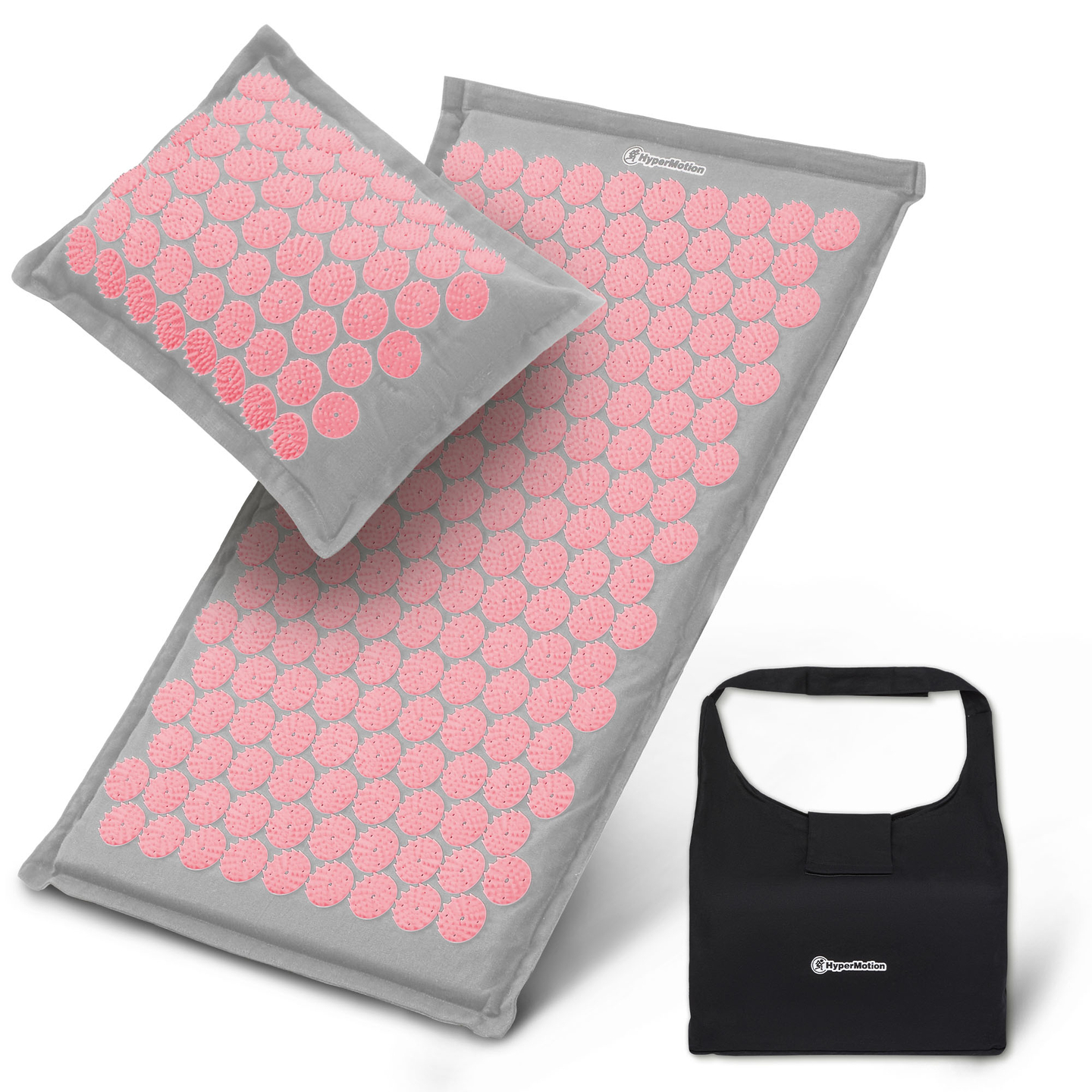 Στρώμα πιεσοθεραπείας από λινό ECO με ίνες καρύδας και μαξιλάρι από φαγόπυρο – HyperMotion 68 cm σε γκρι και ροζ χρώμα