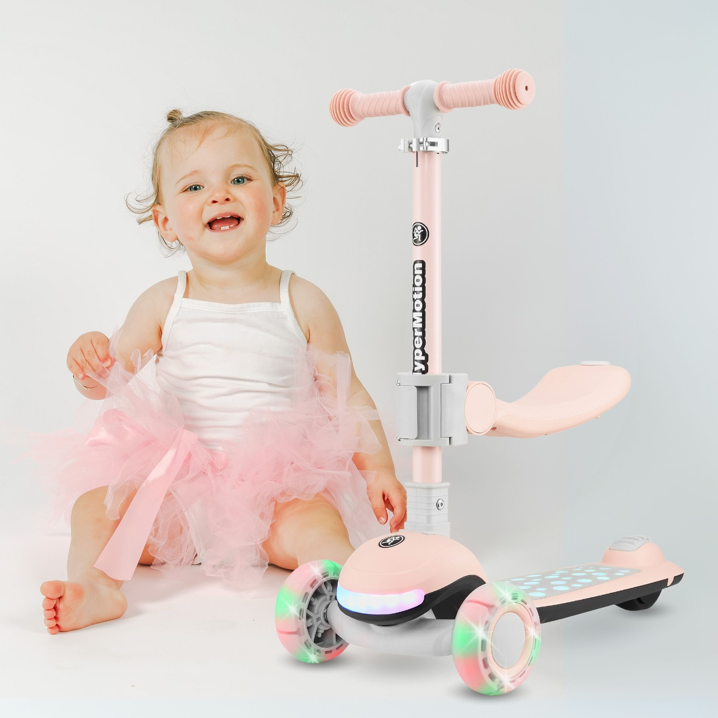 HyperMotion LUMI 3 σε 1 πατίνι ισορροπίας - φωτιζόμενη πλατφόρμα και ρόδες LED, χρώμα ροζ