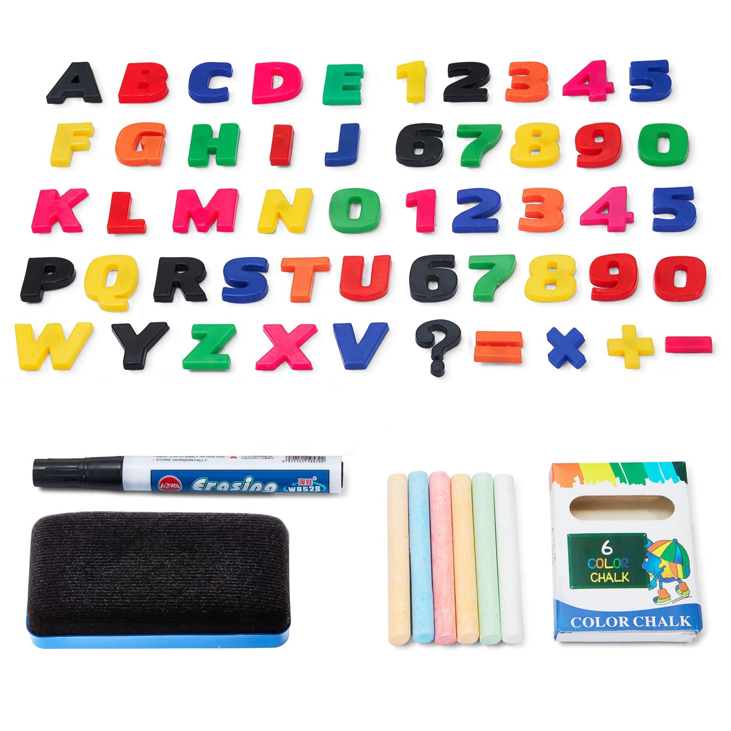 Μεγάλος εκπαιδευτικός πίνακας δύο όψεων: μαγνητικός και μαυροπίνακας - πίνακας ξηρής διαγραφής, ξύλινος