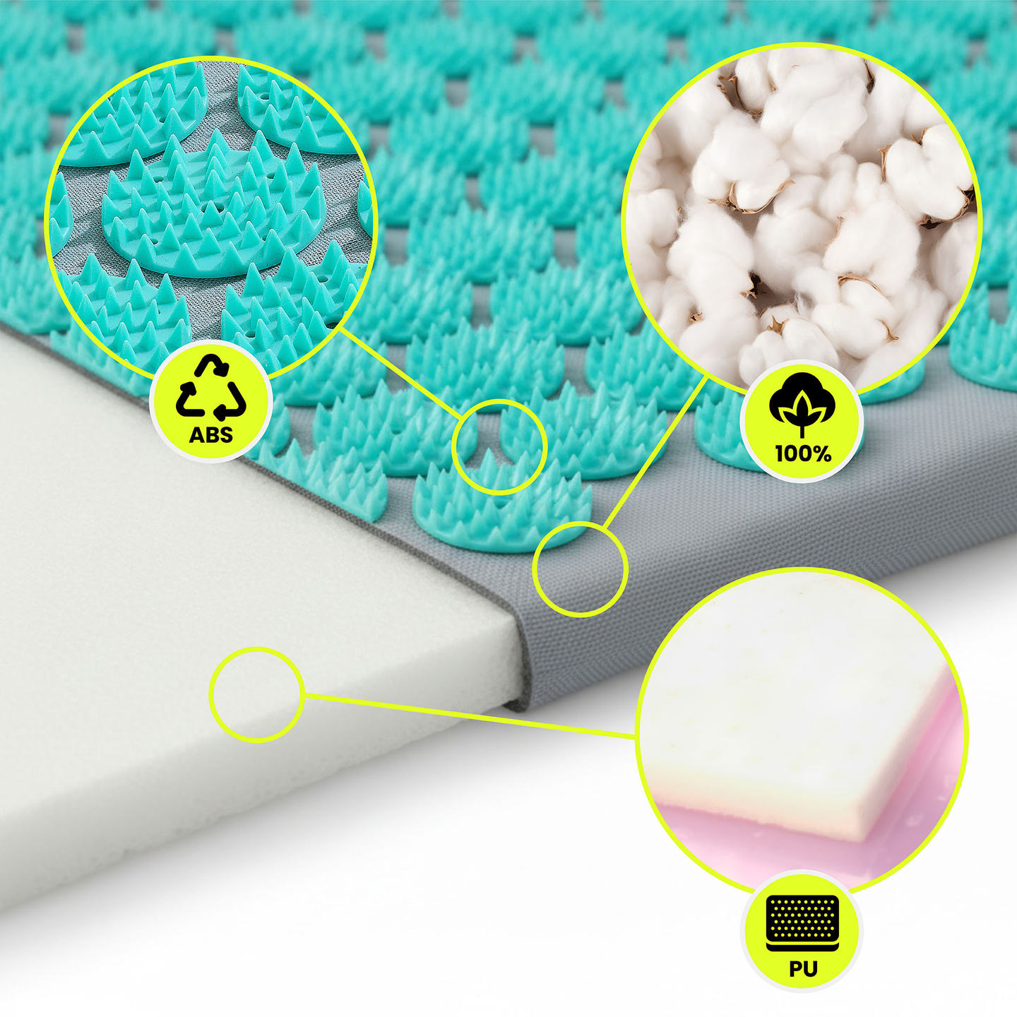 Μεγάλο στρώμα πιεσοθεραπείας με μαξιλάρι και κάλυμμα - 130 cm HyperMotion γκρι-μέντα