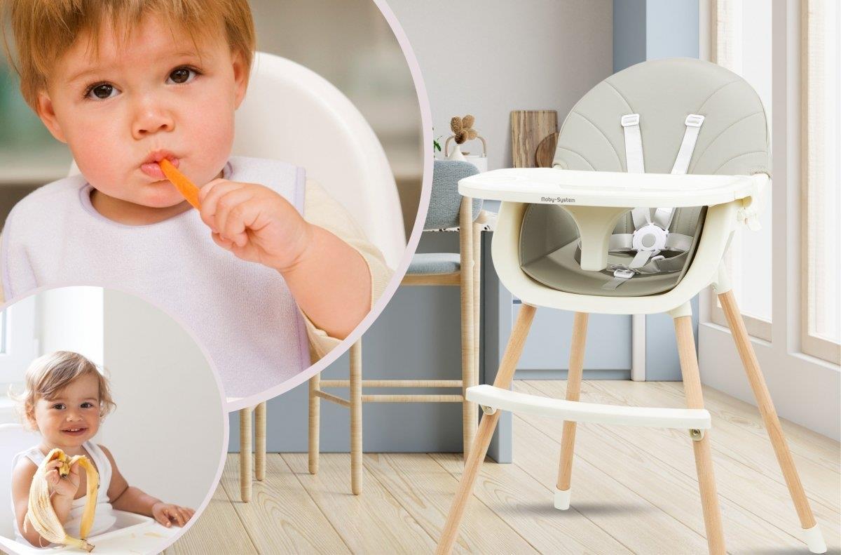 Καρέκλα σίτισης AMELIA 3in1 Moby-System, γκρι