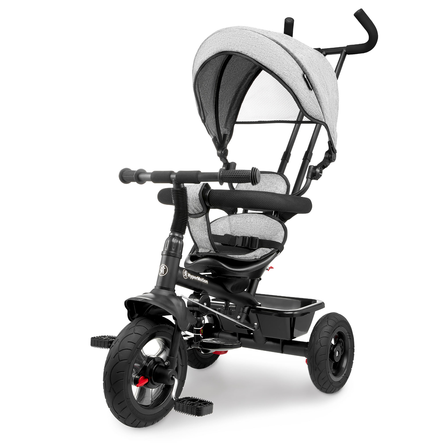 Τρίκυκλο για παιδιά 1-4 ετών - TOBI FREY - γκρι χρώμα - περιστρεφόμενο - τροχοί με αντλία + ωθητήρας