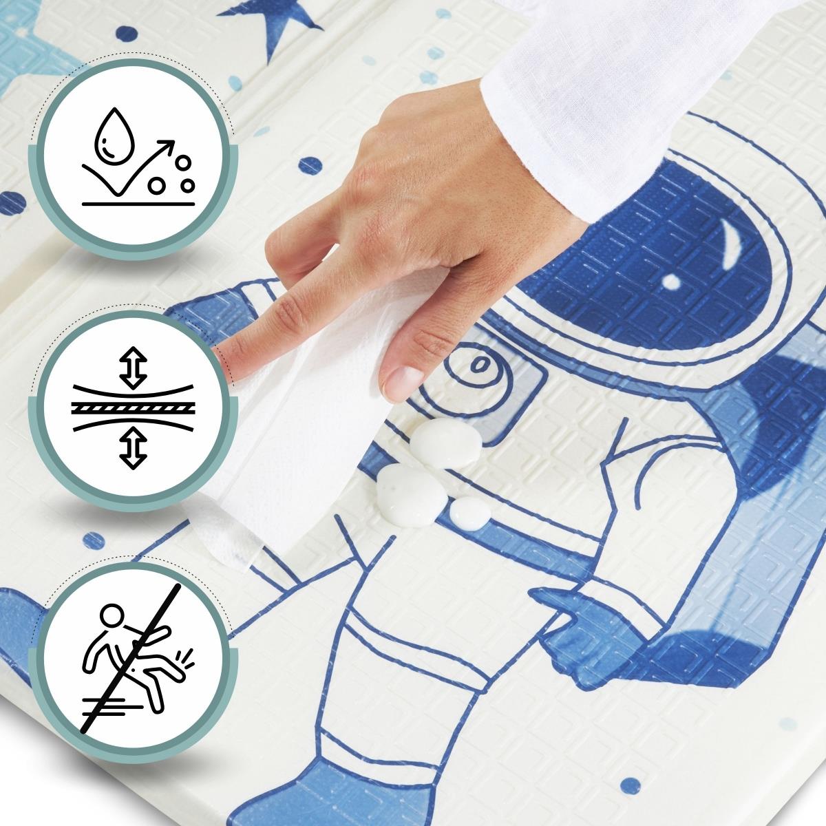 Αναδιπλούμενο στρώμα αφρού διπλής όψης 180 x 120 x 1cm - Κόσμος/γεωμετρικά τρίγωνα