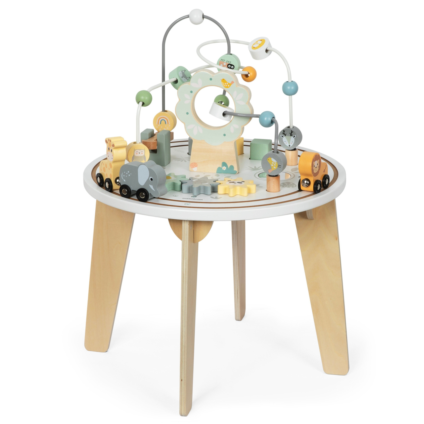 Ξύλινο στρογγυλό εκπαιδευτικό τραπέζι με μαγνητικό τρένο και εκτοξευτή χαντρών