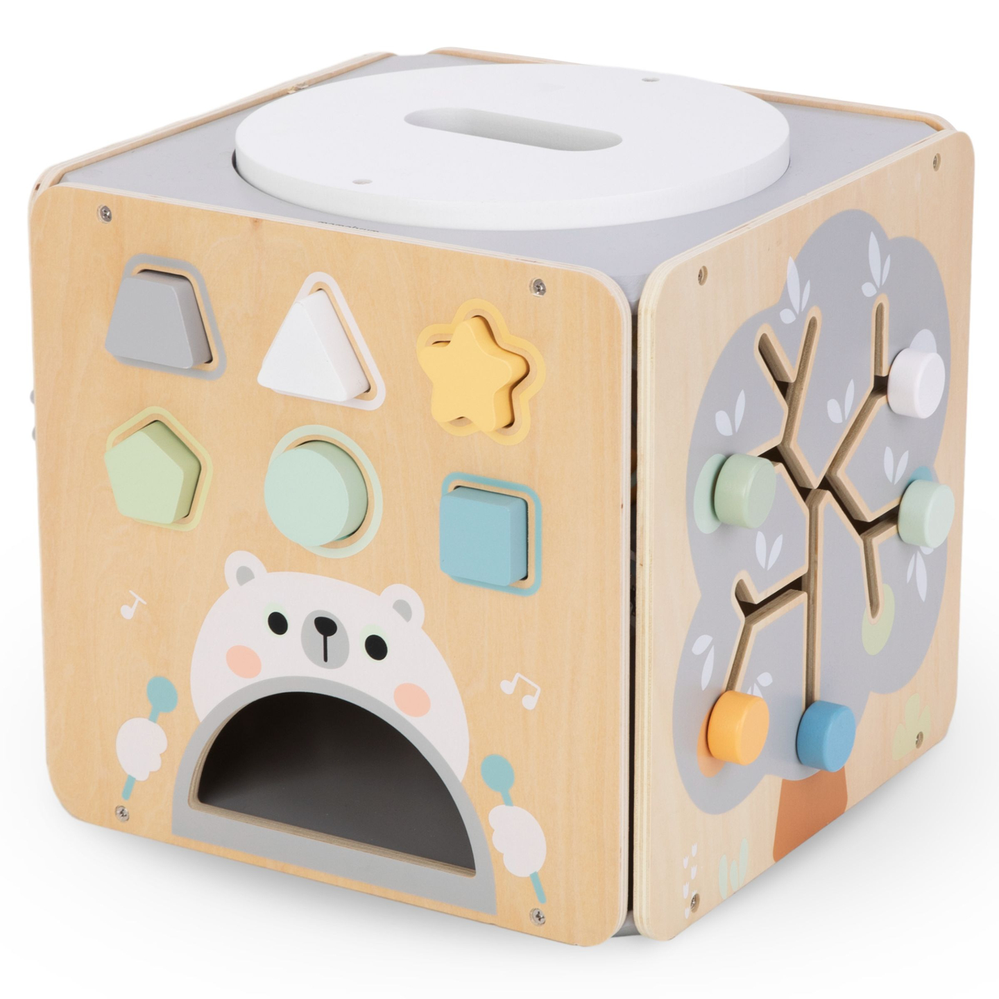 Μεγάλος ξύλινος κύβος δραστηριότητας με βρόχο - Montessori