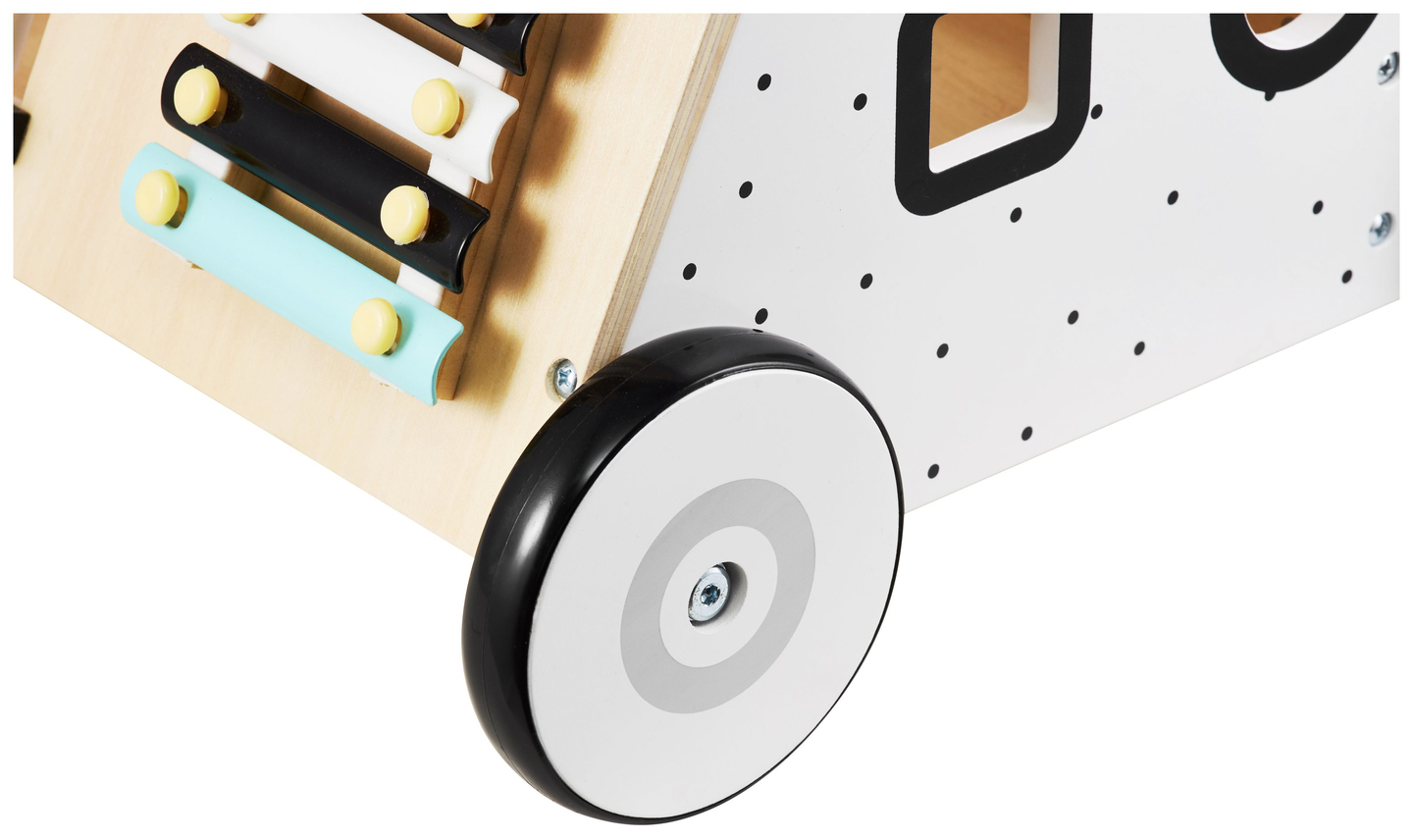 Ξύλινη, εκπαιδευτική παιδική περπατούρα / καροτσάκι - πίνακας χειρισμού