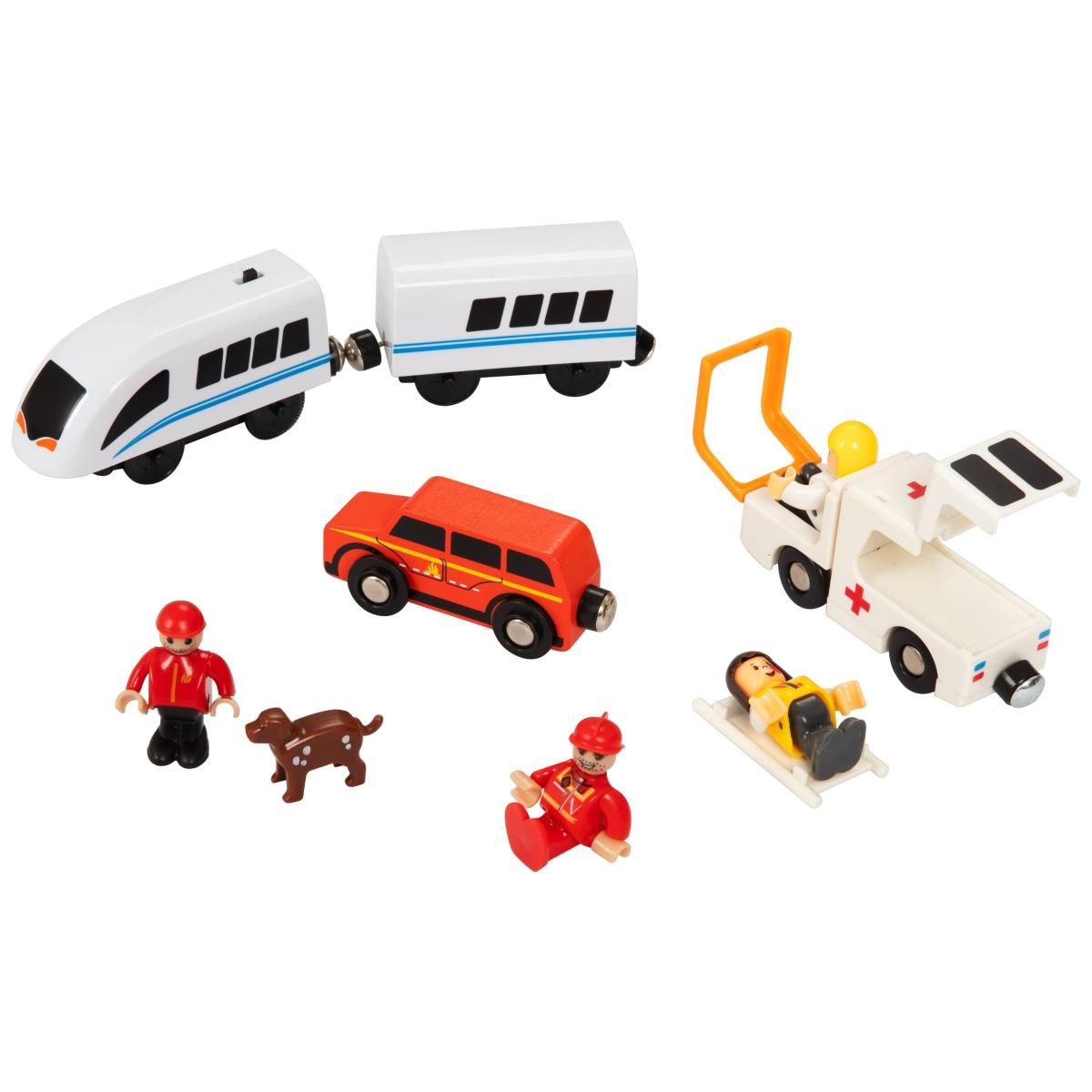 Ξύλινο τρένο, τρένο με μπαταρία - Πυροσβεστική Υπηρεσία, ράγες, αυτοκίνητα, γέφυρες, φράγμα