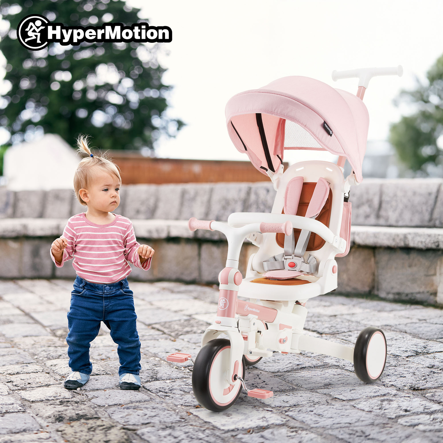 Πολυλειτουργικό τρίκυκλο 8 σε 1 TOBI FOREST - ροζ