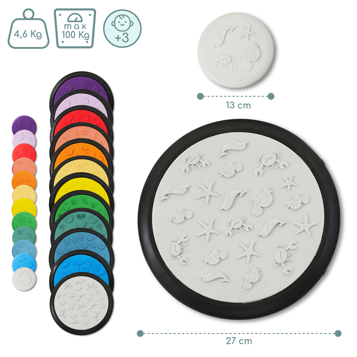 Πολύχρωμοι αισθητηριακοί δίσκοι για παιδιά - 24 τεμάχια