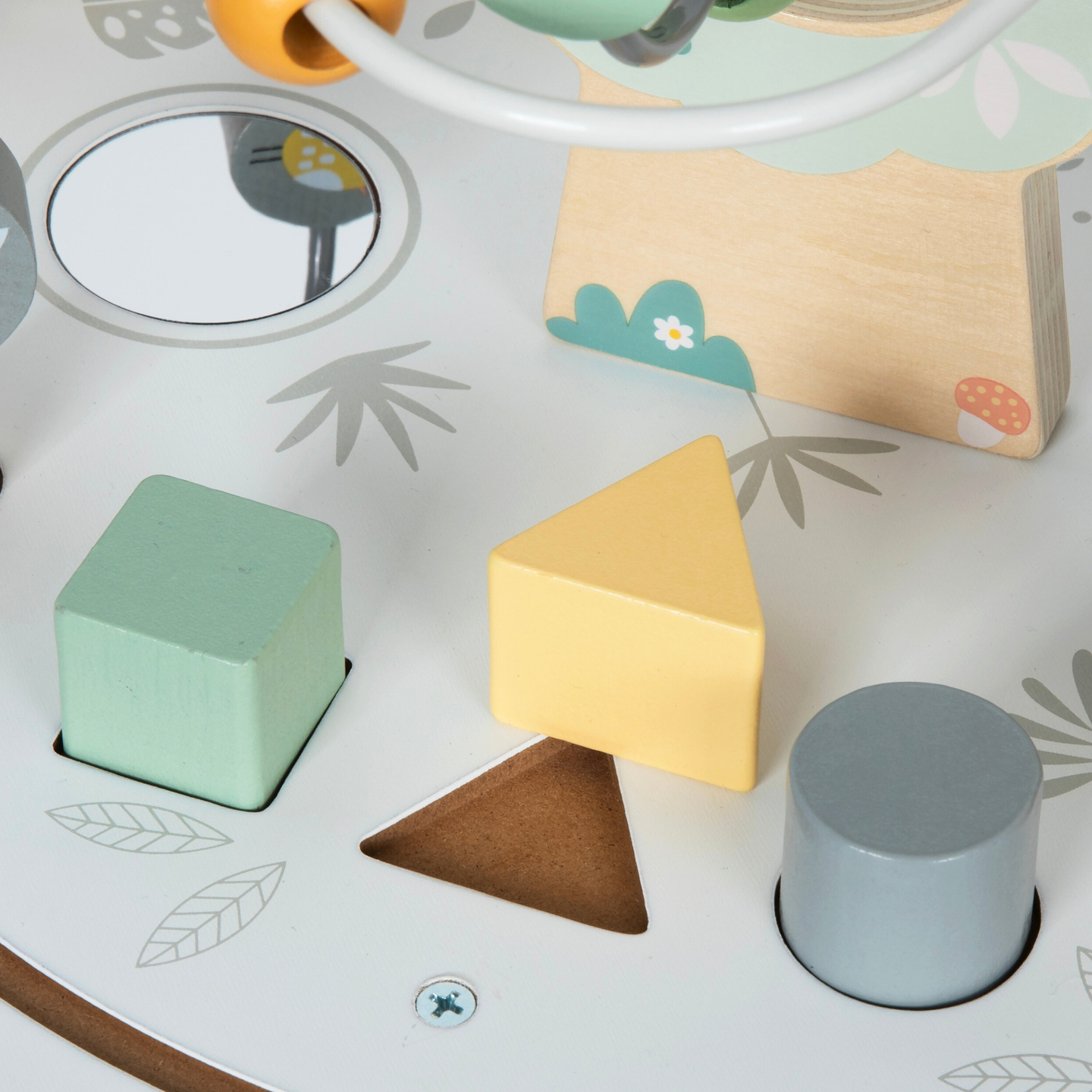 Ξύλινο στρογγυλό εκπαιδευτικό τραπέζι με μαγνητικό τρένο και εκτοξευτή χαντρών