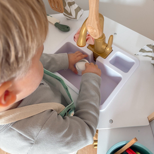 XXXXL μεγάλη ξύλινη διαδραστική κουζίνα με φωτισμό LED, πλυντήριο ρούχων, φούρνο μικροκυμάτων - 50 στοιχεία