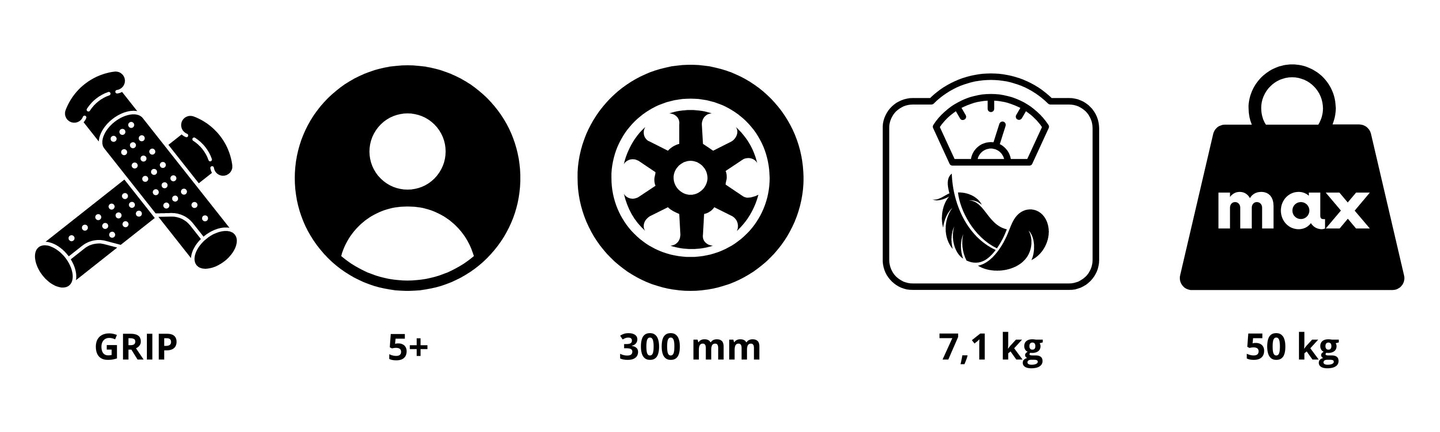 HyperMotion VIVA 12 σκούτερ (30cm με αντλητικούς τροχούς) - Μαύρο