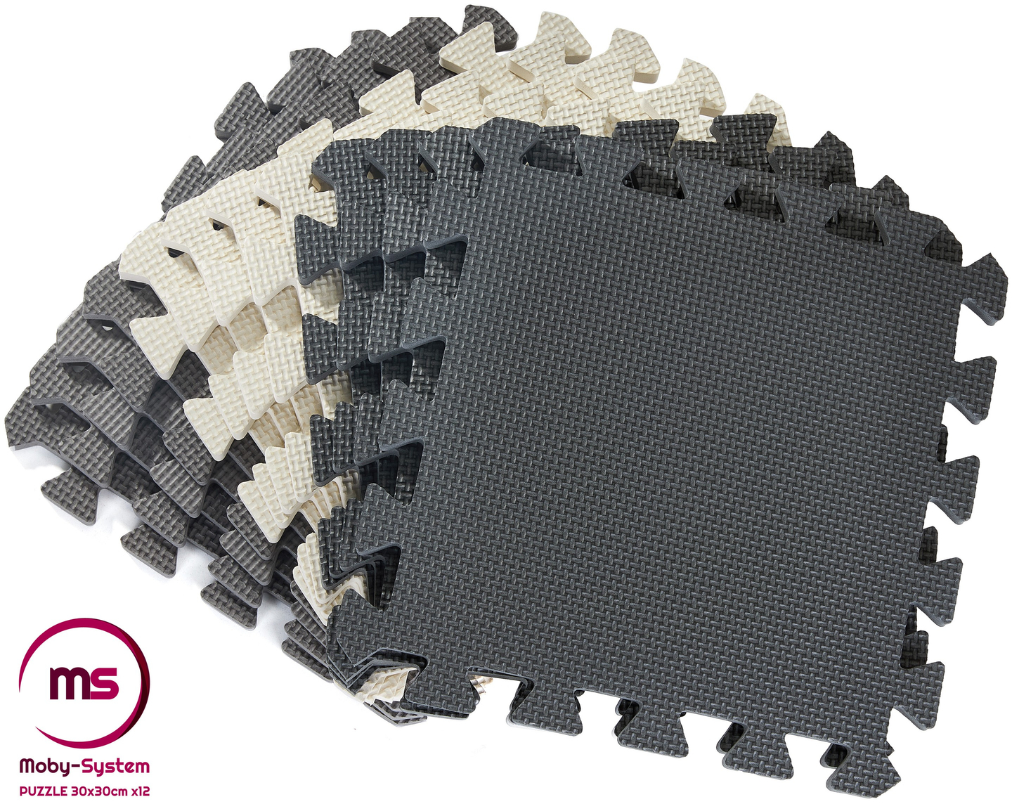 Αφρώδες παζλ 12 τεμαχίων. - εκπαιδευτικό στρώμα αφρού 120 x 90 x 1.2cm με μπορντούρα - γκρι