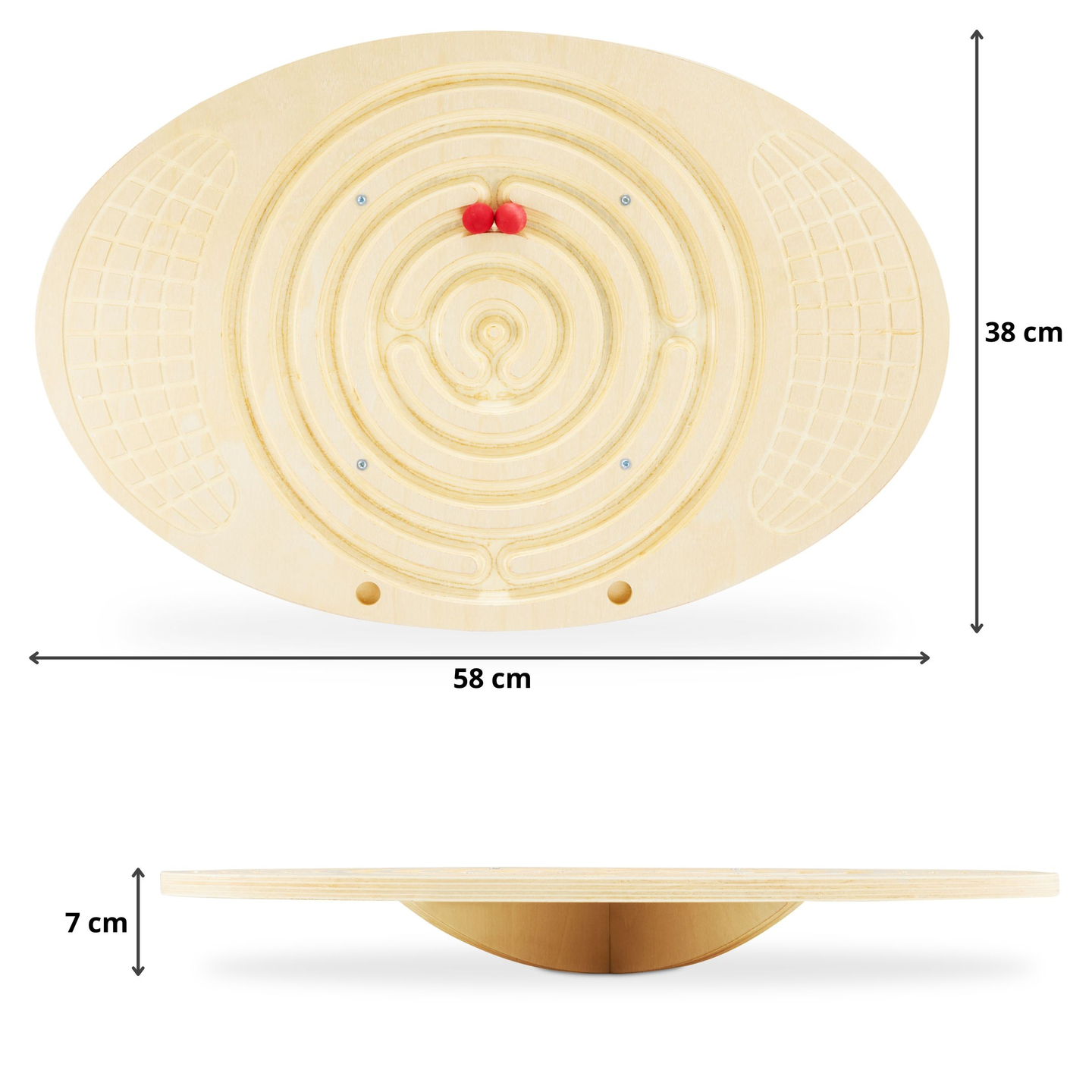 Ξύλινη σανίδα ισορροπίας με λαβύρινθο και μπάλες - balance rocker