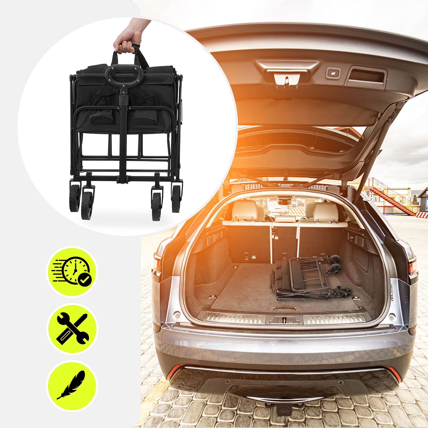 HyperMotion πτυσσόμενο αναπηρικό αμαξίδιο παραλίας - μαύρο, 80 kg